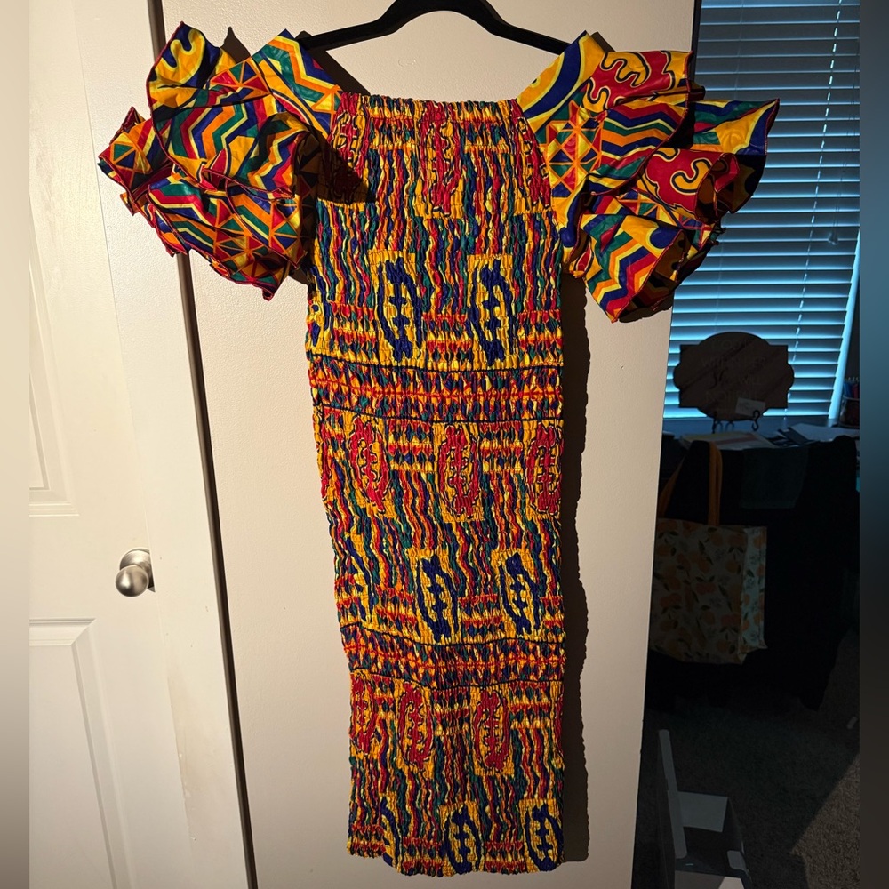 Stretchy African-Print Women's Dress (SIZE M/L)